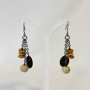 Silpada African Opal, Quartz & Bronzite Beaded Sterling Silver Dangle Earrings